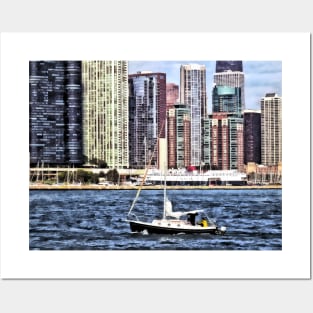 Chicago IL - Sailing on Lake Michigan Posters and Art